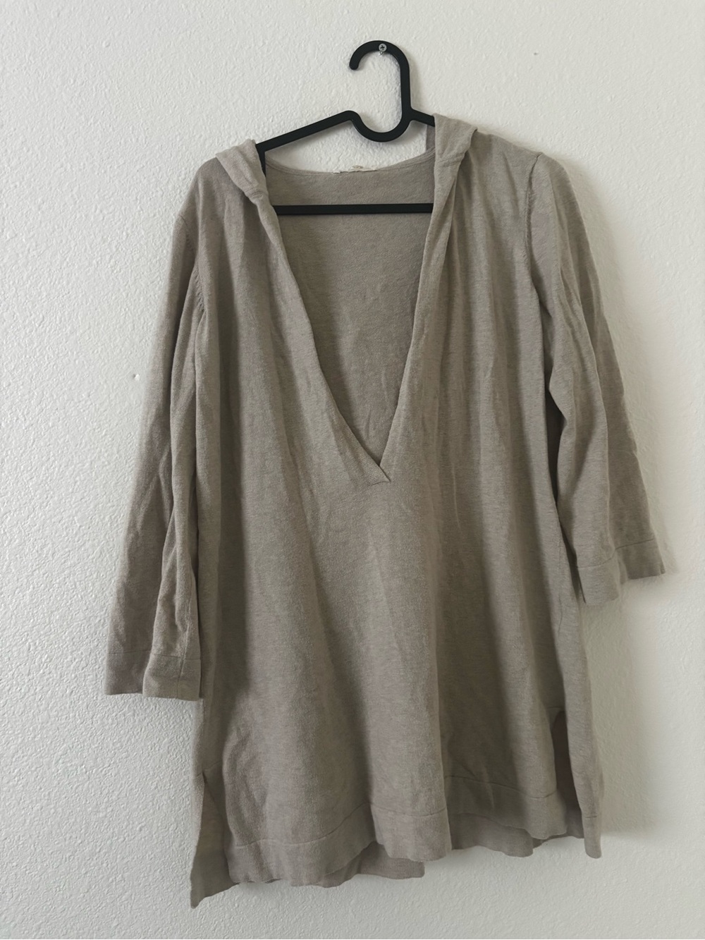 Eileen Fisher Lightweight Hooded Tunic in Beige